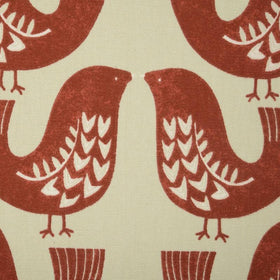 Scandi Birds Curtain Fabric Scarlet
