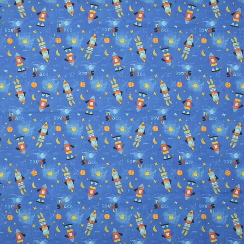 Space Curtain Fabric Roll End 2 Bleu