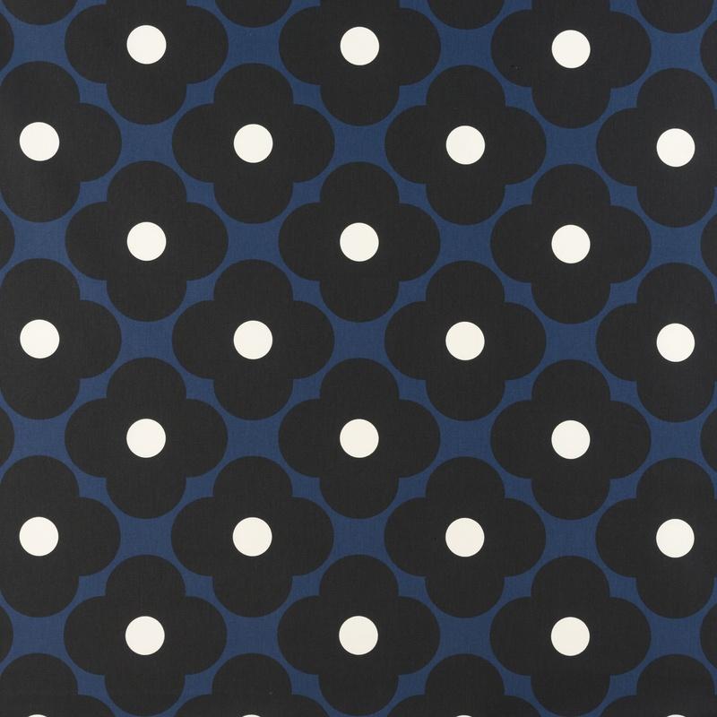 Orla Kiely Spot Flower Fabric Dark Marine
