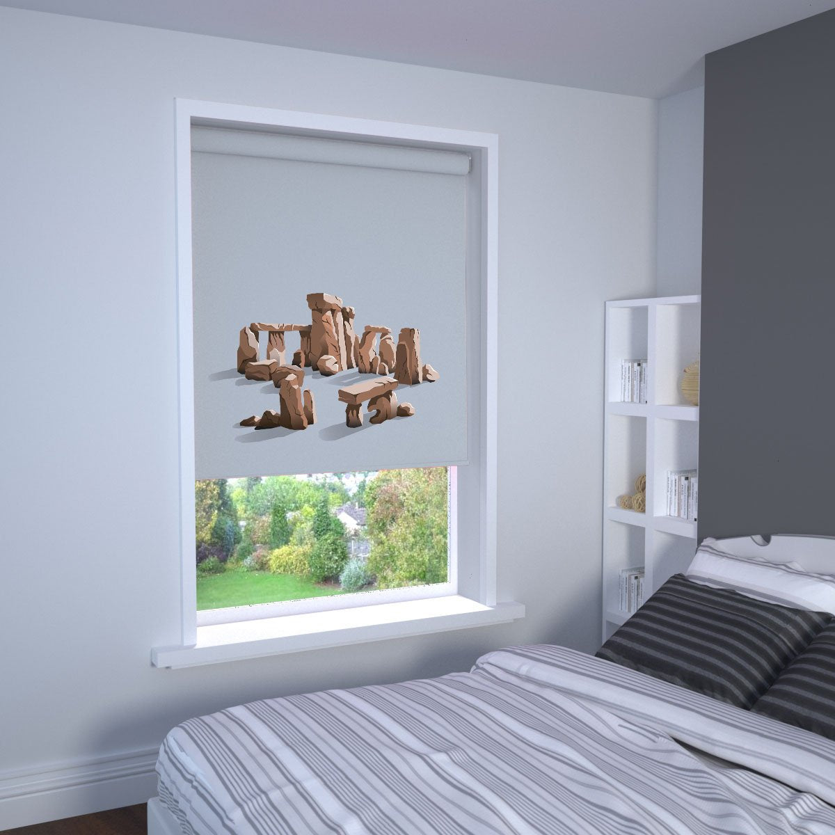 Stone Circle Printed Roller Blind In Grey