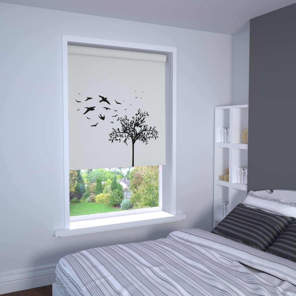 Swallow Printed Roller Blind In Cream