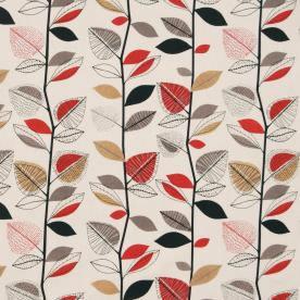 Autumn Leaves Curtain Fabric Red Berry