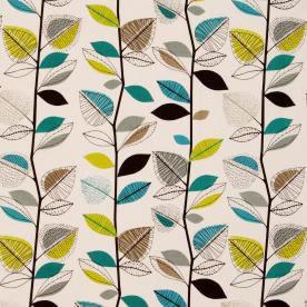 Autumn Leaves Curtain Fabric Teal