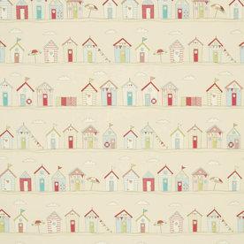 Beach Huts Fabric Pink