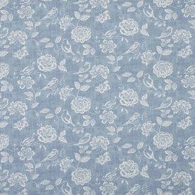 Bird Garden Curtain Fabric Denim