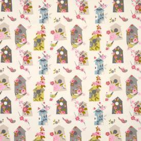 Birdhouse Curtain Fabric Natural