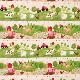 Farm Curtain Fabric Vert