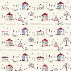 Summer Holidays Curtain Fabric Blue
