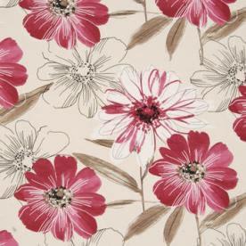 Isabella Floral Curtain Fabric Raspberry