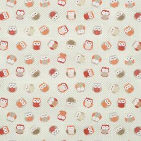 Owls Curtain Fabirc Red/Orange