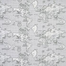 Maps Fabric Grey