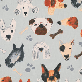 Portrait Pups Fabric Seafoam