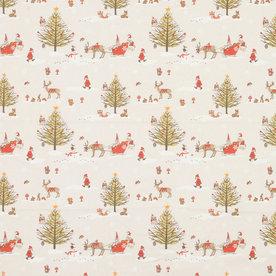 Christmas Woodland Curtain Fabric Natural
