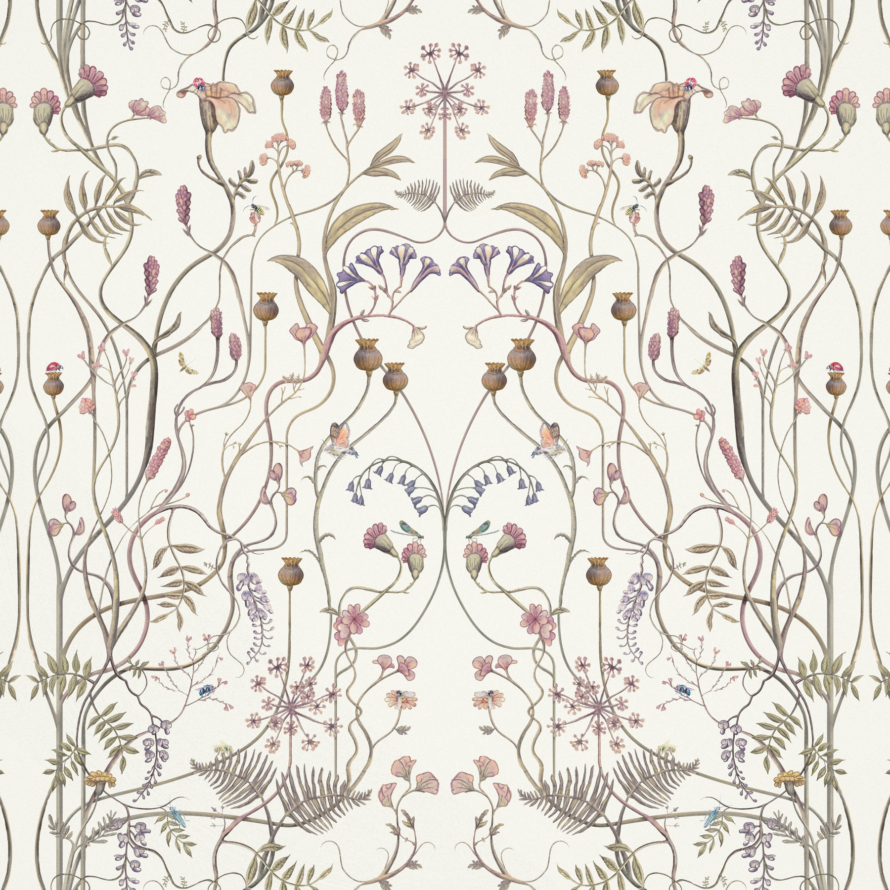 The Chateau by Angel Strawbridge Wildflower Garden Fabric Whisper White