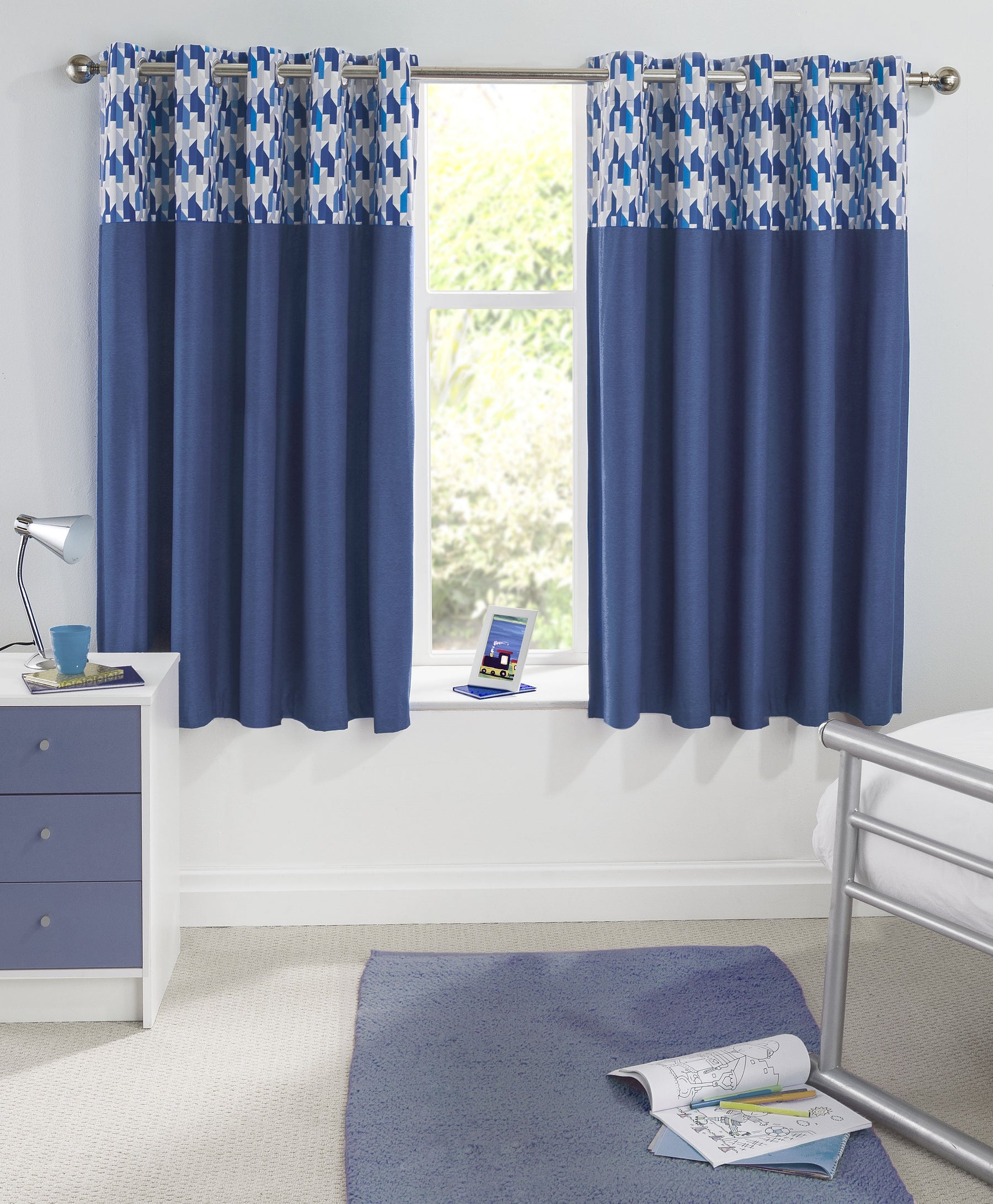 Vortex Ready Made Thermal Blackout Eyelet Curtains Blue