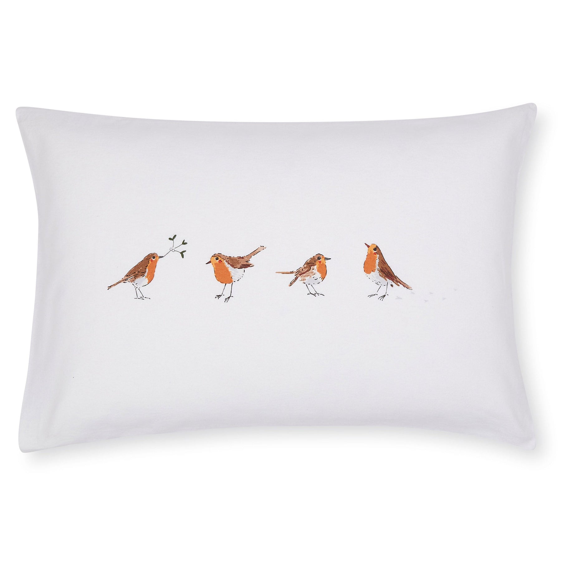 Sophie Allport Winter Robin Pillowcase Housewife White