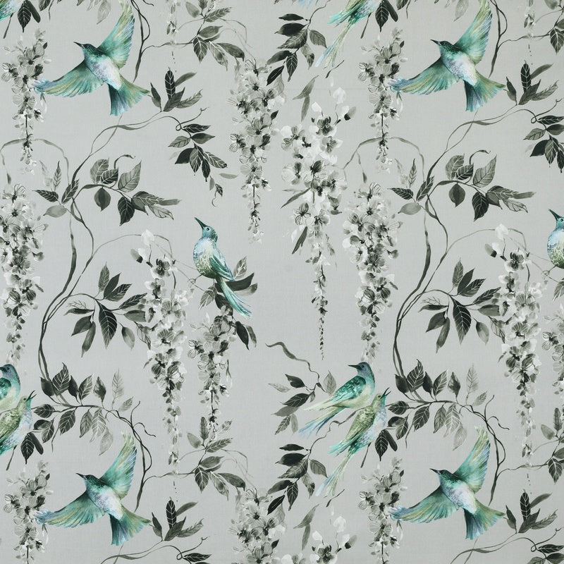 Linda Barker Wisteria Fabric Grey-Black