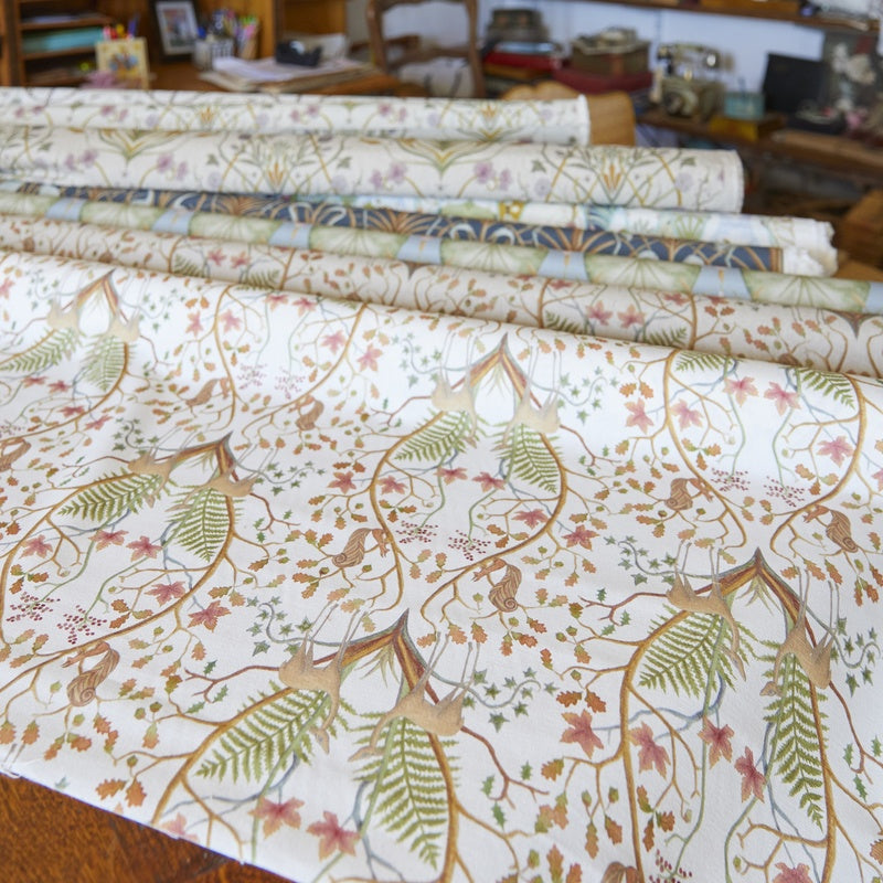 The Chateau by Angel Strawbridge Woodland Trail Curtain Fabric Cream