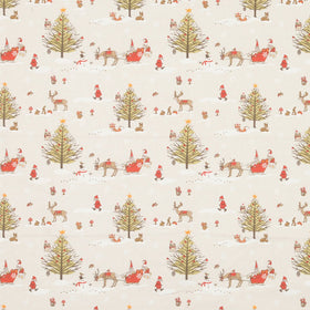 Christmas Woodland Curtain Fabric Natural